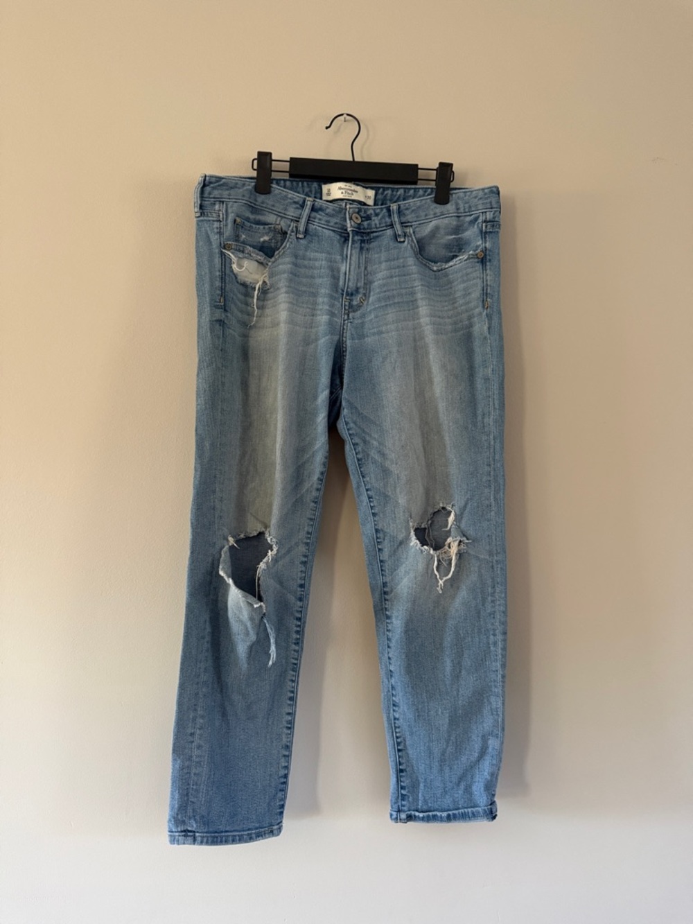 Abercrombie & Fitch | Light Blue Distressed Boyfriend Jeans